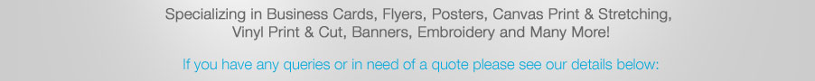 If you have any queries or in need of a quote please see our details below: